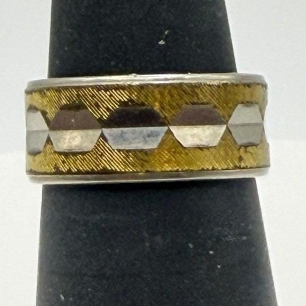 Two Tone Band Ring‎ Size 6 Silver Gold Stainless Style Unisex